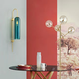 Modern Cylindrical Glass Wall Sconce Light Fixture with Mouth Blown Glass Shade