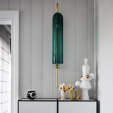Modern Cylindrical Glass Wall Sconce Light Fixture with Mouth Blown Glass Shade