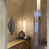Modern Cylindrical Glass Wall Sconce Light Fixture with Mouth Blown Glass Shade
