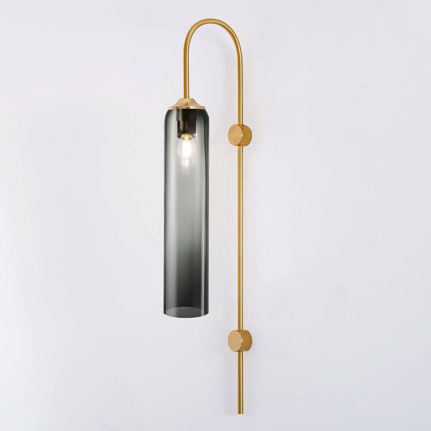 Modern Cylindrical Glass Wall Sconce Light Fixture with Mouth Blown Glass Shade