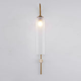 Modern Cylindrical Glass Wall Sconce Light Fixture with Mouth Blown Glass Shade