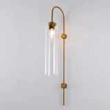 Modern Cylindrical Glass Wall Sconce Light Fixture with Mouth Blown Glass Shade