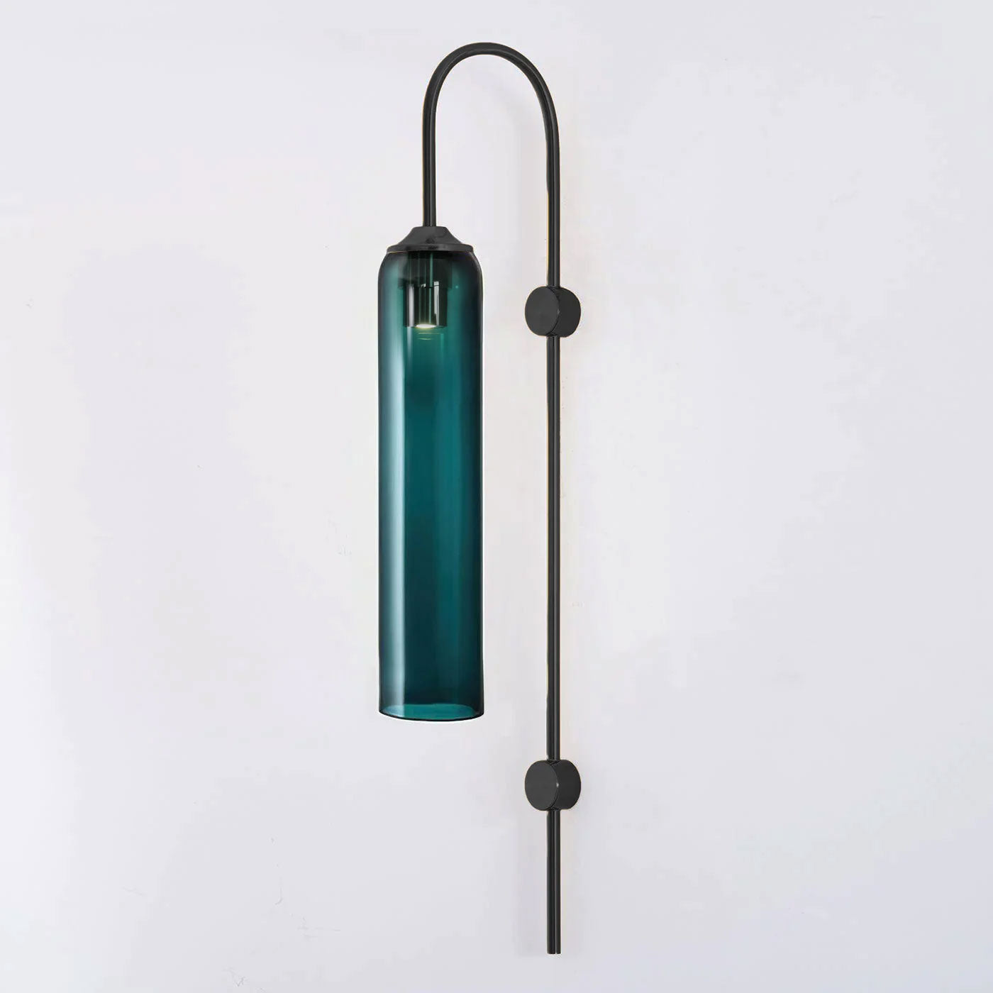 Modern Cylindrical Glass Wall Sconce Light Fixture with Mouth Blown Glass Shade