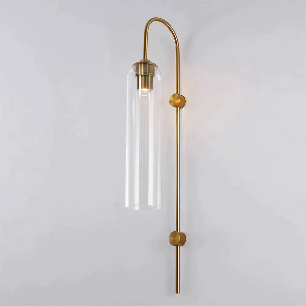 Modern Cylindrical Glass Wall Sconce Light Fixture with Mouth Blown Glass Shade