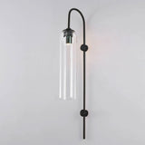 Modern Cylindrical Glass Wall Sconce Light Fixture with Mouth Blown Glass Shade