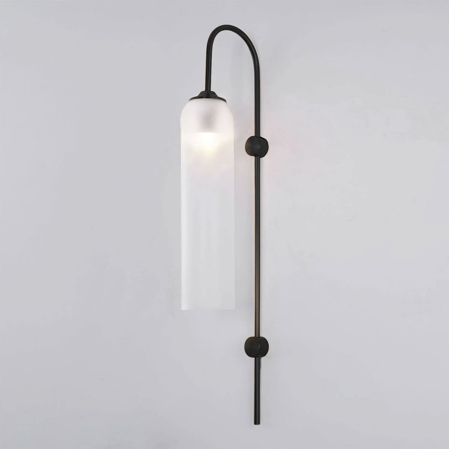 Modern Cylindrical Glass Wall Sconce Light Fixture with Mouth Blown Glass Shade