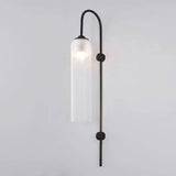 Modern Cylindrical Glass Wall Sconce Light Fixture with Mouth Blown Glass Shade