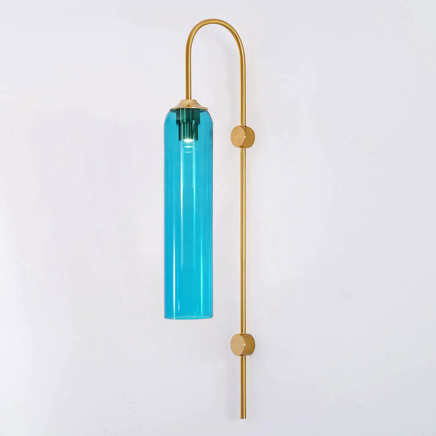 Modern Cylindrical Glass Wall Sconce Light Fixture with Mouth Blown Glass Shade