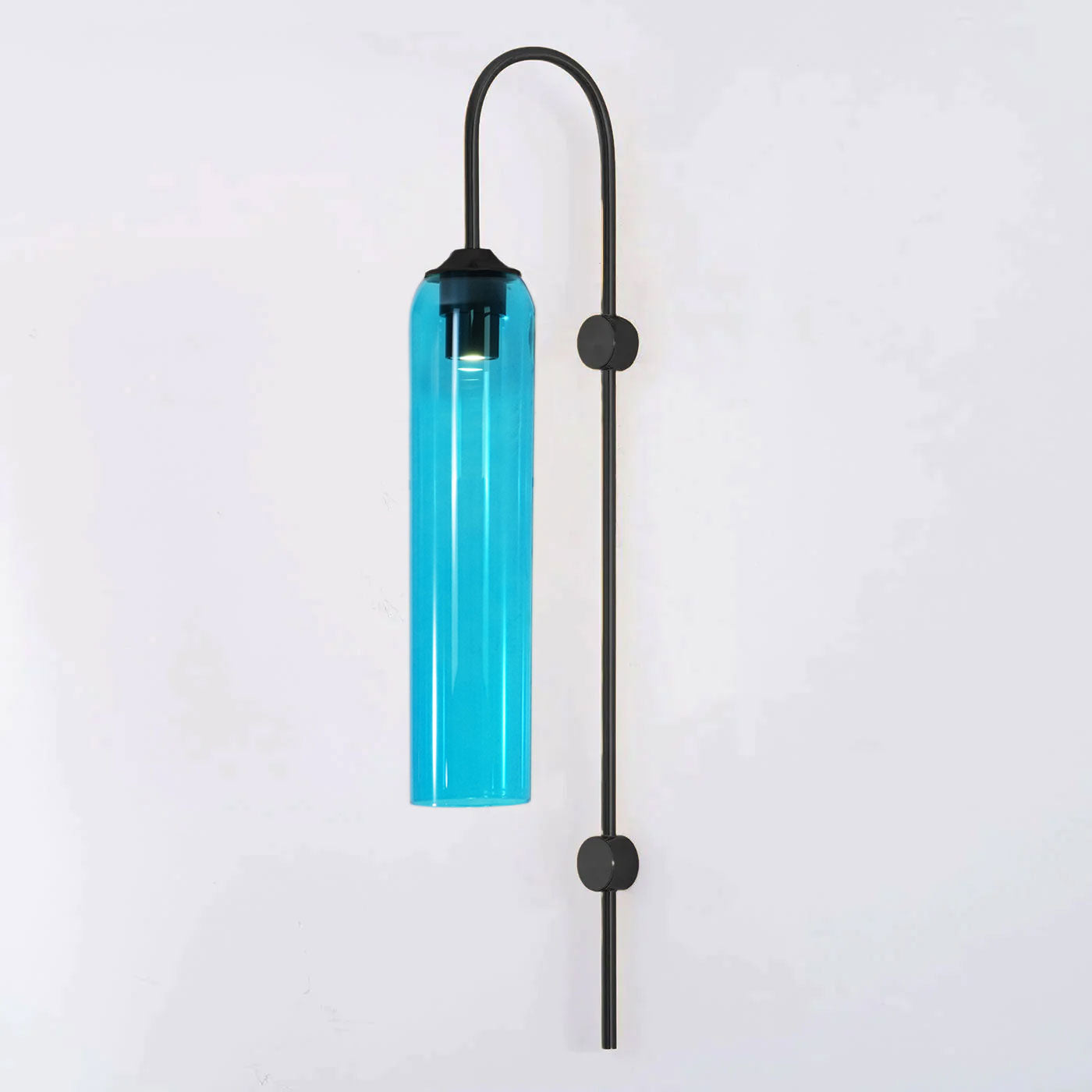Modern Cylindrical Glass Wall Sconce Light Fixture with Mouth Blown Glass Shade