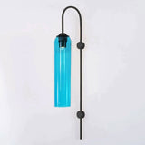 Modern Cylindrical Glass Wall Sconce Light Fixture with Mouth Blown Glass Shade