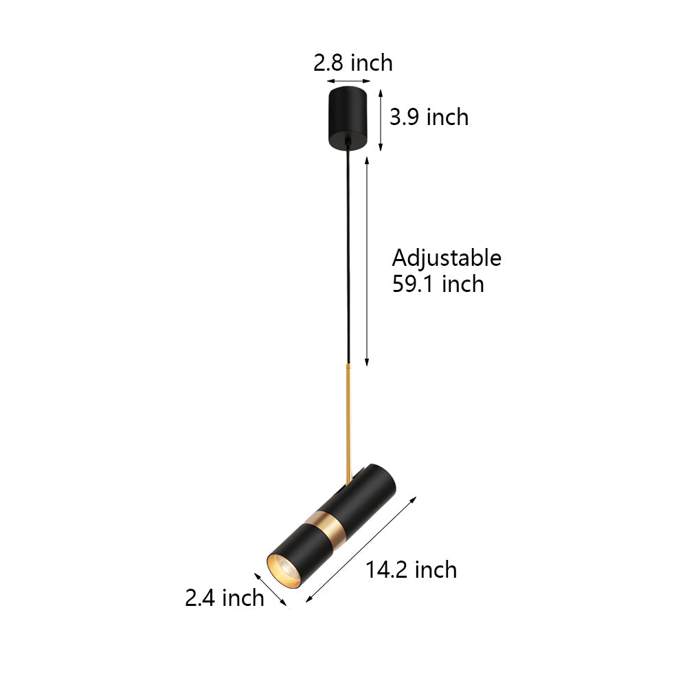 Modern Cylindrical LED Pendant Light 3 Step Dimming Aluminum Hanging Lamp for Kitchen Island