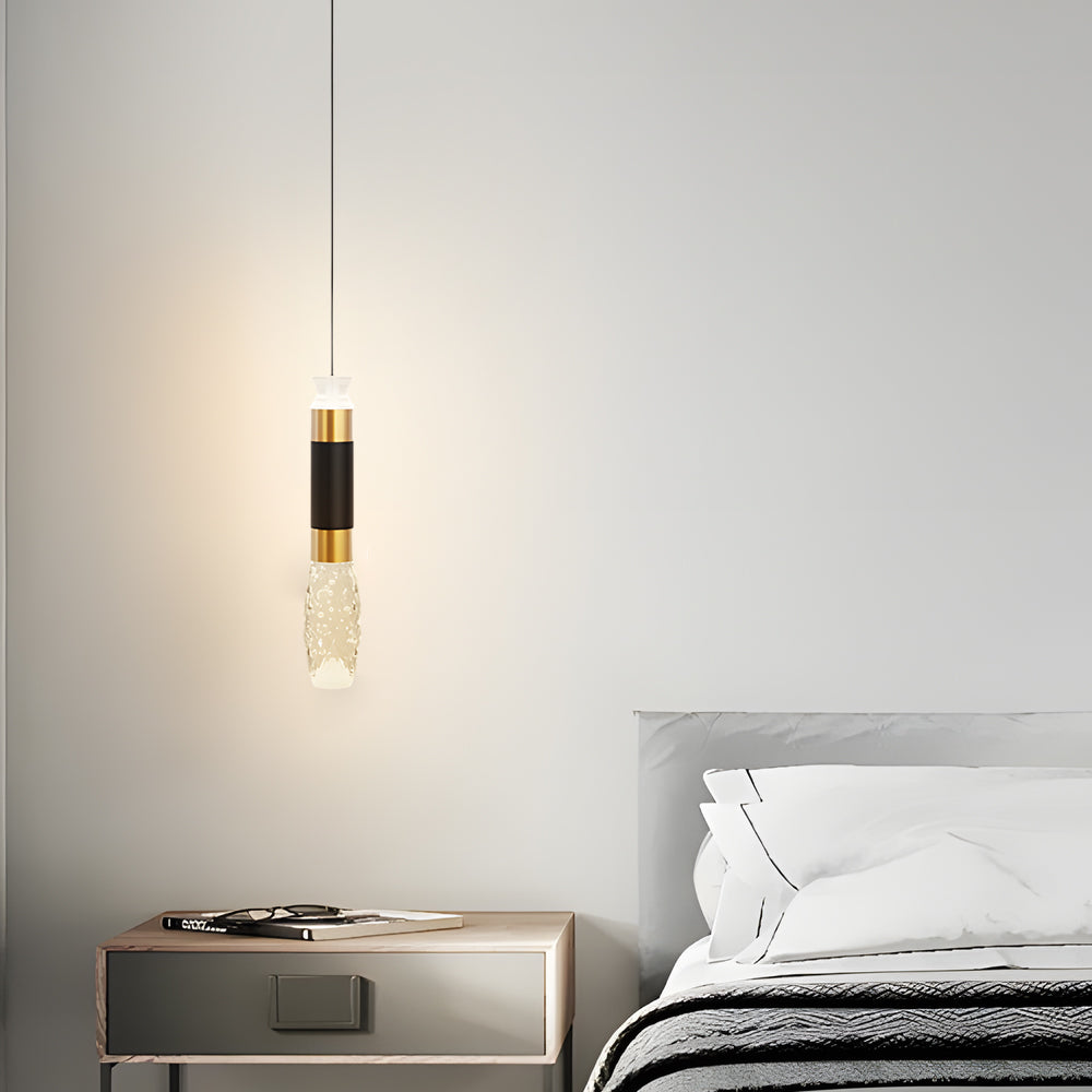 Modern Cylindrical LED Pendant Light Aluminum 3 Step Dimming Hanging Ceiling Lamp in Black and Gold