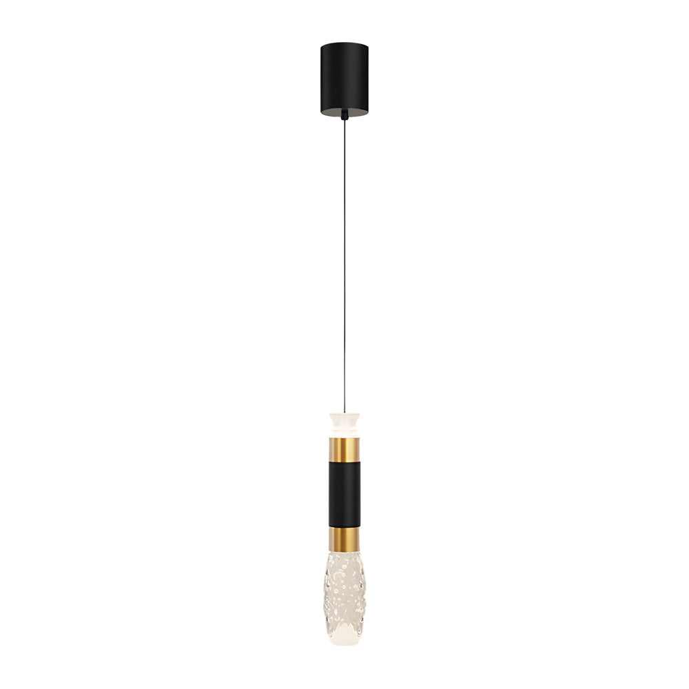 Modern Cylindrical LED Pendant Light Aluminum 3 Step Dimming Hanging Ceiling Lamp in Black and Gold