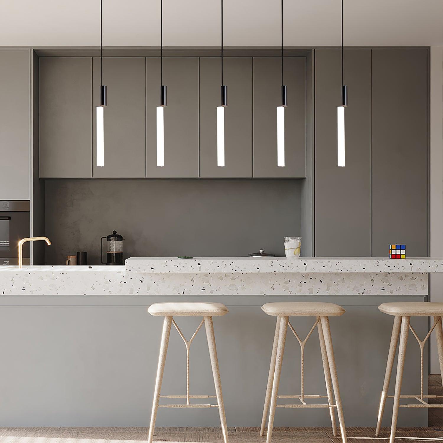 Modern Cylindrical LED Pendant Light Asymmetrical Aluminum Cluster Hanging Fixture for Dining Room