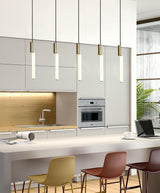 Modern Cylindrical LED Pendant Light Asymmetrical Aluminum Cluster Hanging Fixture for Dining Room