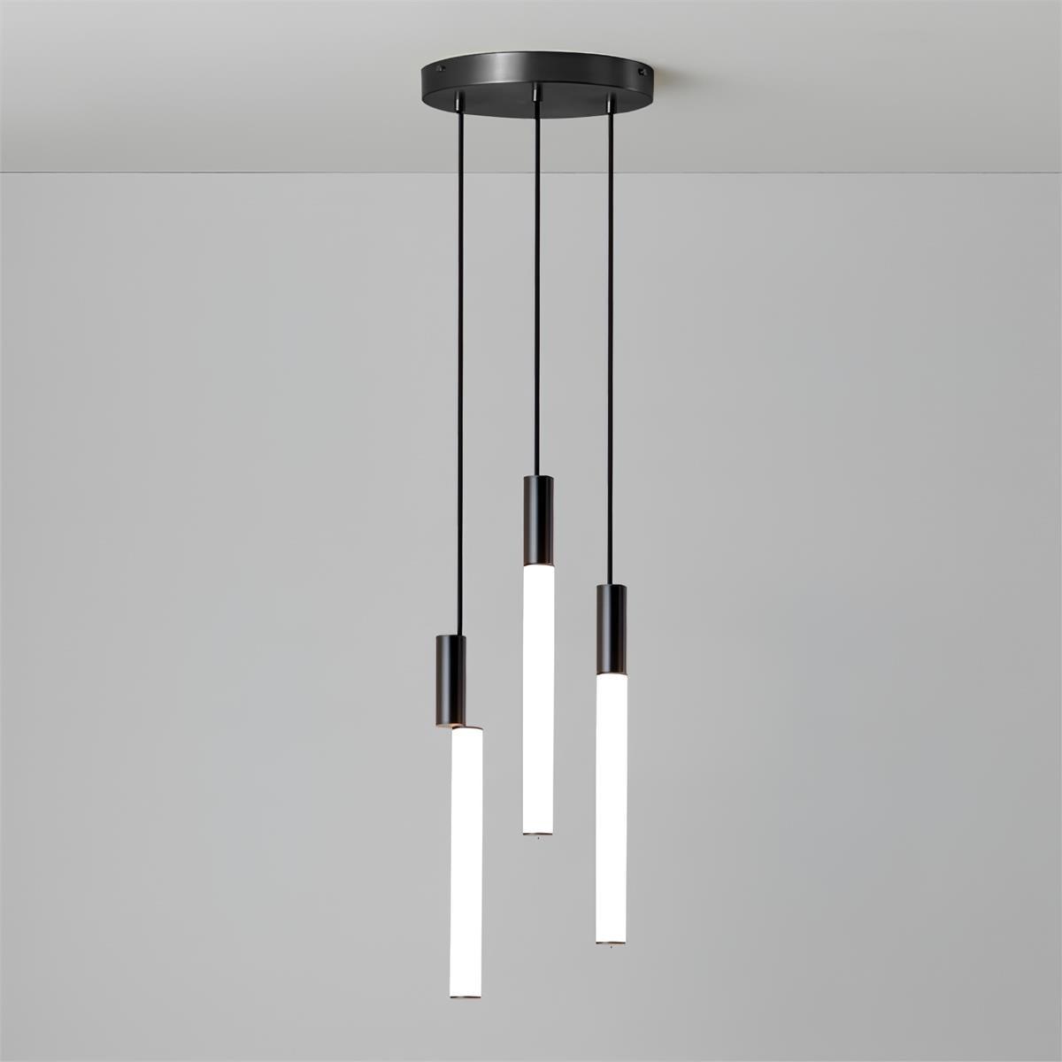 Modern Cylindrical LED Pendant Light Asymmetrical Aluminum Cluster Hanging Fixture for Dining Room