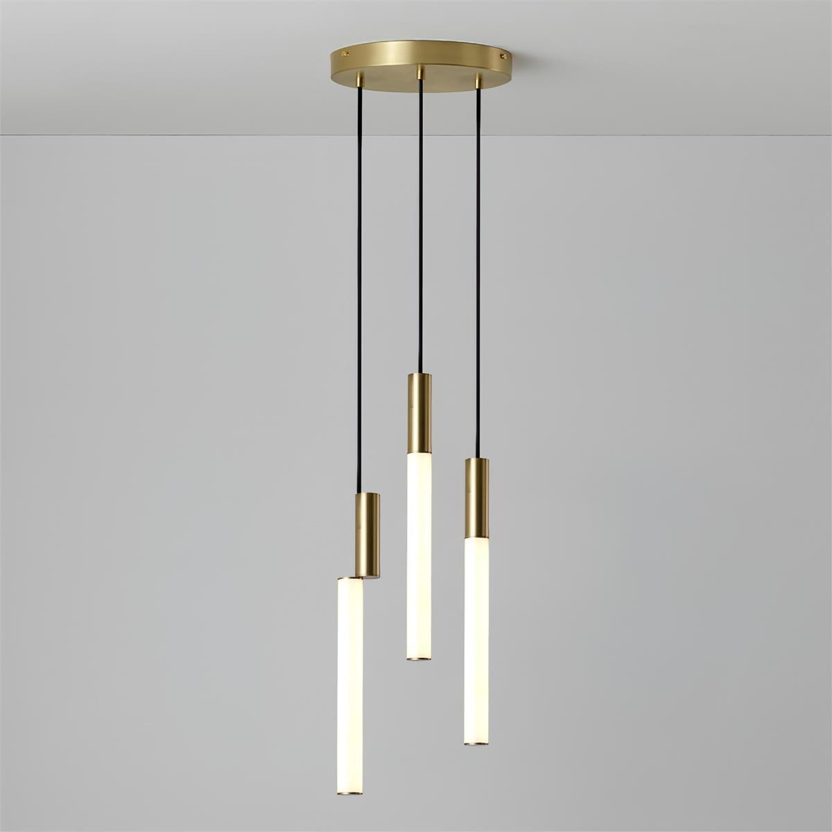 Modern Cylindrical LED Pendant Light Asymmetrical Aluminum Cluster Hanging Fixture for Dining Room