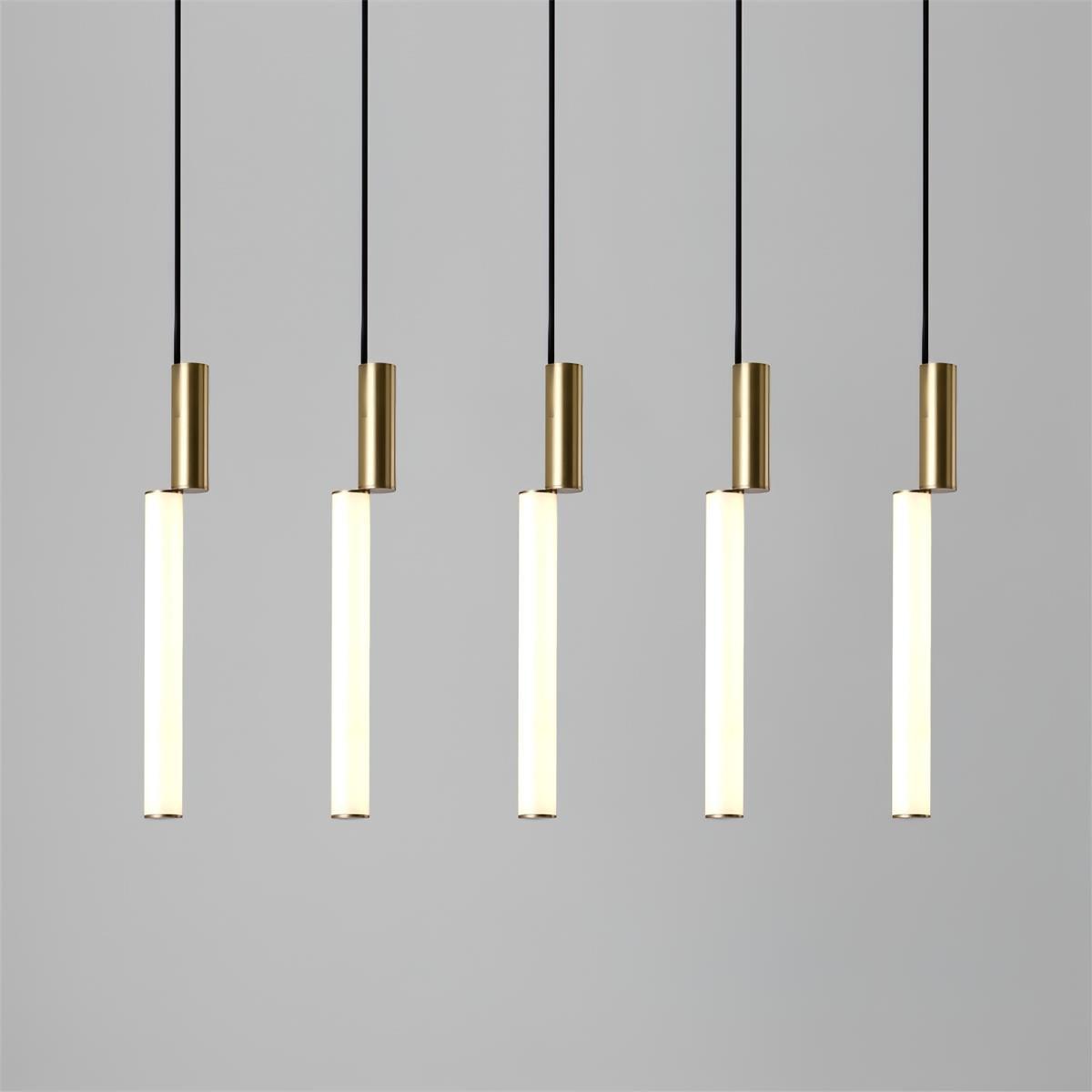 Modern Cylindrical LED Pendant Light Asymmetrical Aluminum Cluster Hanging Fixture for Dining Room