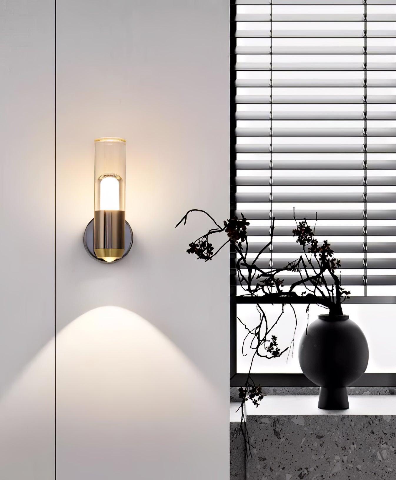 Modern Cylindrical LED Wall Sconce Minimalist Indoor Light Fixture Set of 2
