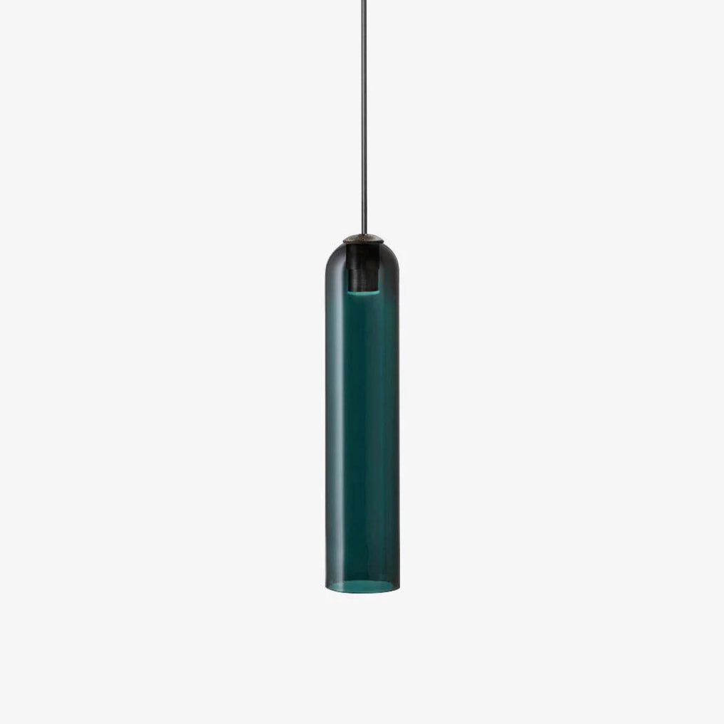 Modern Cylindrical Long Tube Glass Pendant Lamp Minimalist Hanging Ceiling Fixture