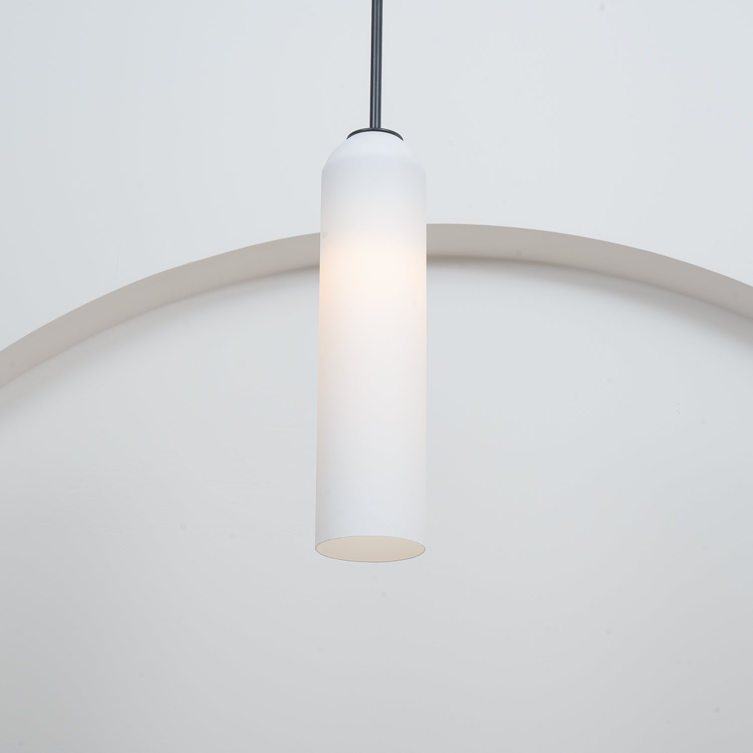 Modern Cylindrical Long Tube Glass Pendant Lamp Minimalist Hanging Ceiling Fixture