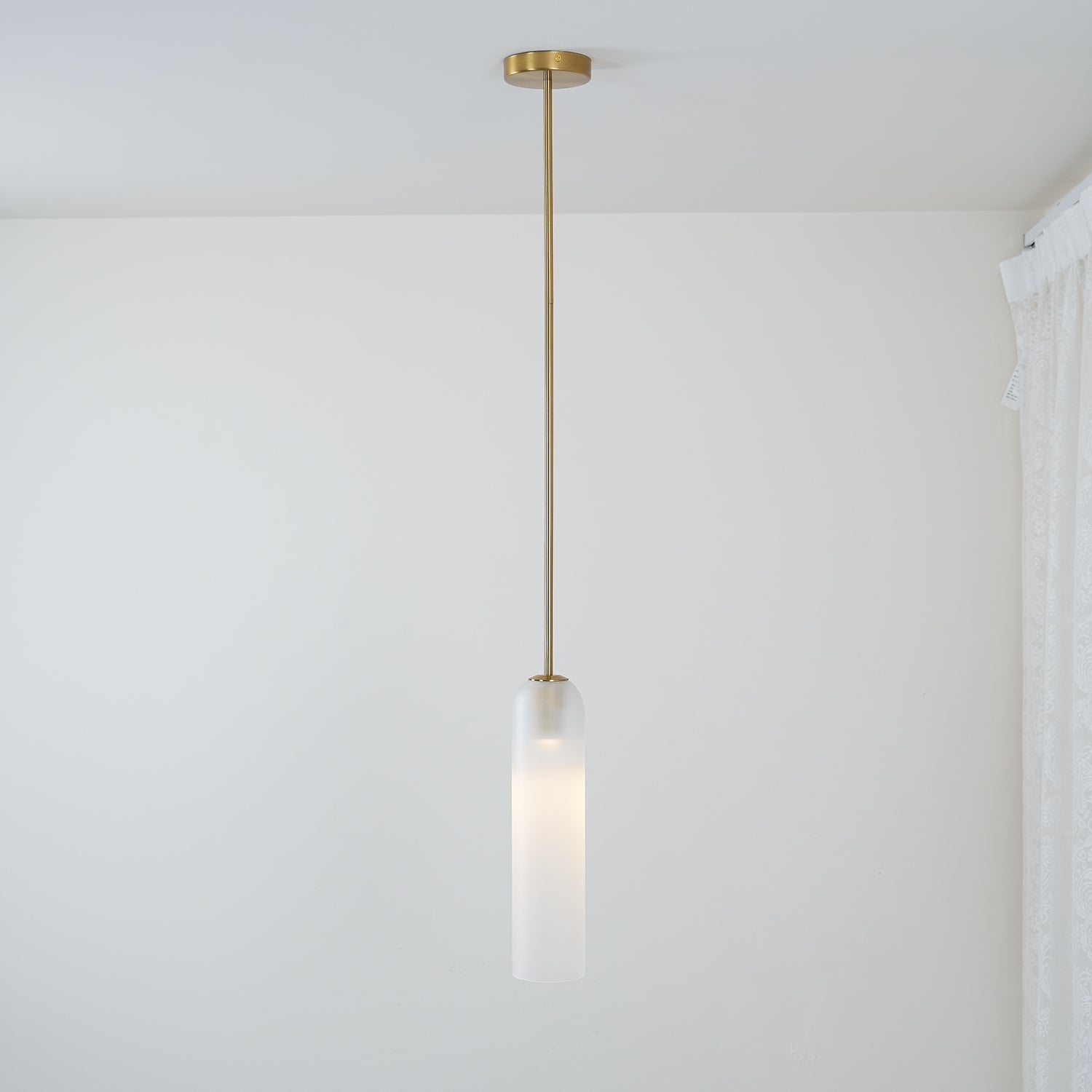 Modern Cylindrical Long Tube Glass Pendant Lamp Minimalist Hanging Ceiling Fixture