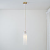 Modern Cylindrical Long Tube Glass Pendant Lamp Minimalist Hanging Ceiling Fixture