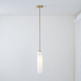 Modern Cylindrical Long Tube Glass Pendant Lamp Minimalist Hanging Ceiling Fixture