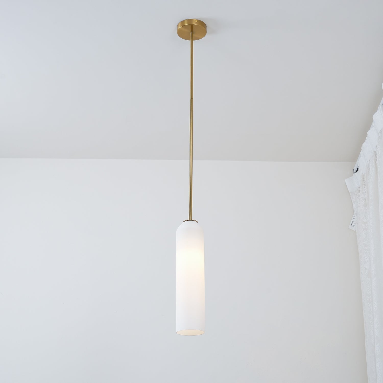 Modern Cylindrical Long Tube Glass Pendant Lamp Minimalist Hanging Ceiling Fixture