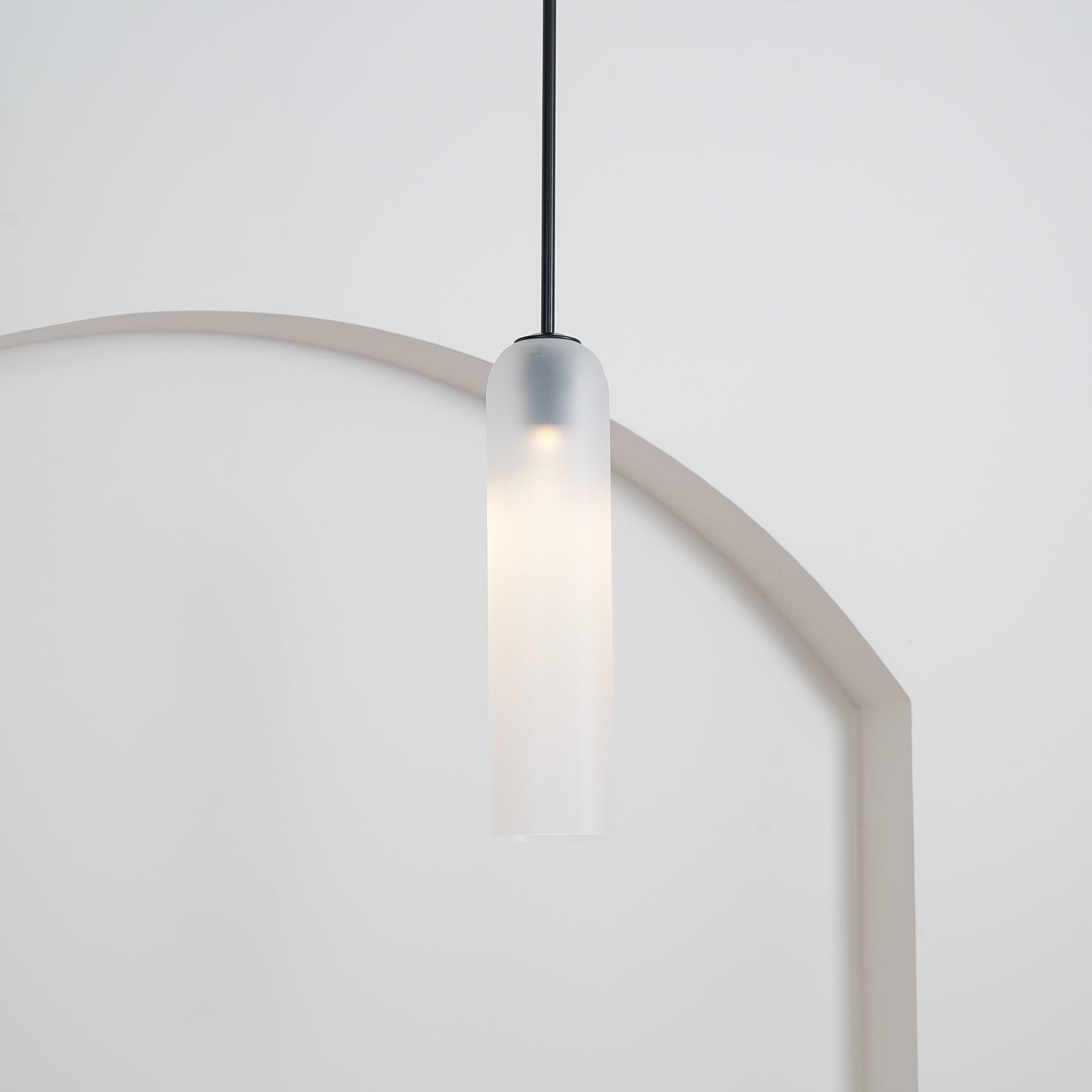 Modern Cylindrical Long Tube Glass Pendant Lamp Minimalist Hanging Ceiling Fixture