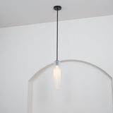 Modern Cylindrical Long Tube Glass Pendant Lamp Minimalist Hanging Ceiling Fixture