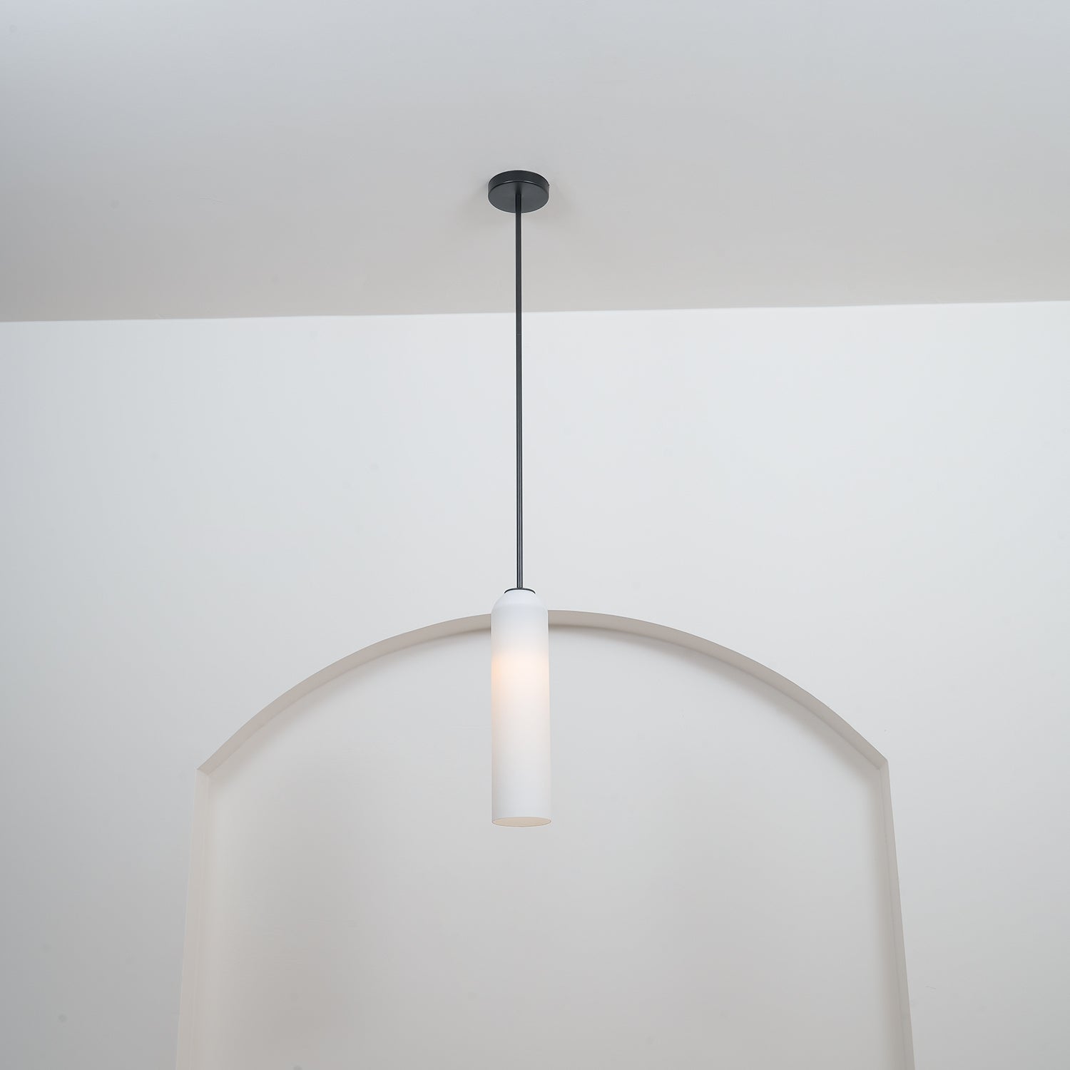 Modern Cylindrical Long Tube Glass Pendant Lamp Minimalist Hanging Ceiling Fixture