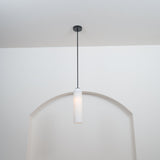 Modern Cylindrical Long Tube Glass Pendant Lamp Minimalist Hanging Ceiling Fixture