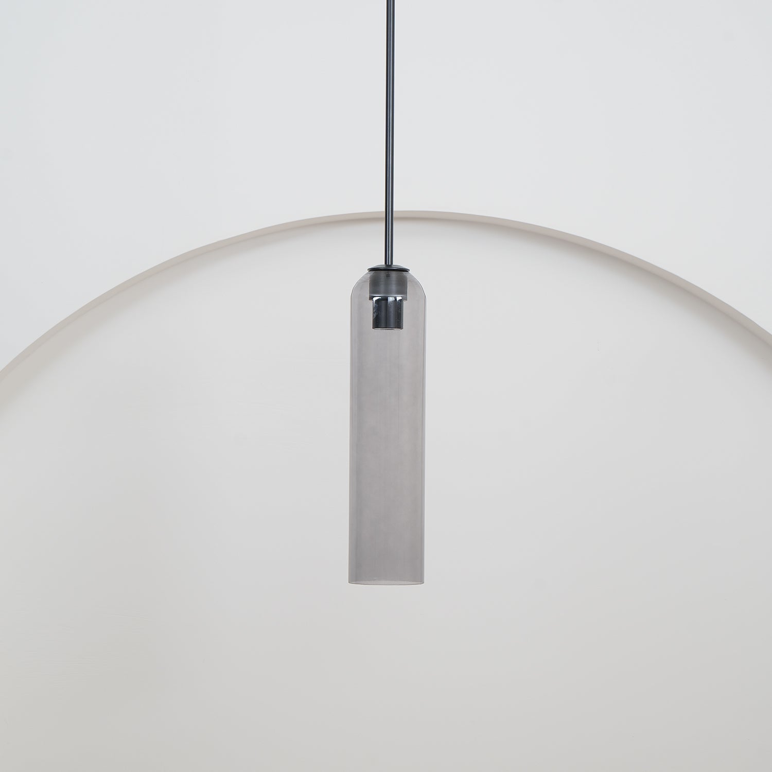 Modern Cylindrical Long Tube Glass Pendant Lamp Minimalist Hanging Ceiling Fixture
