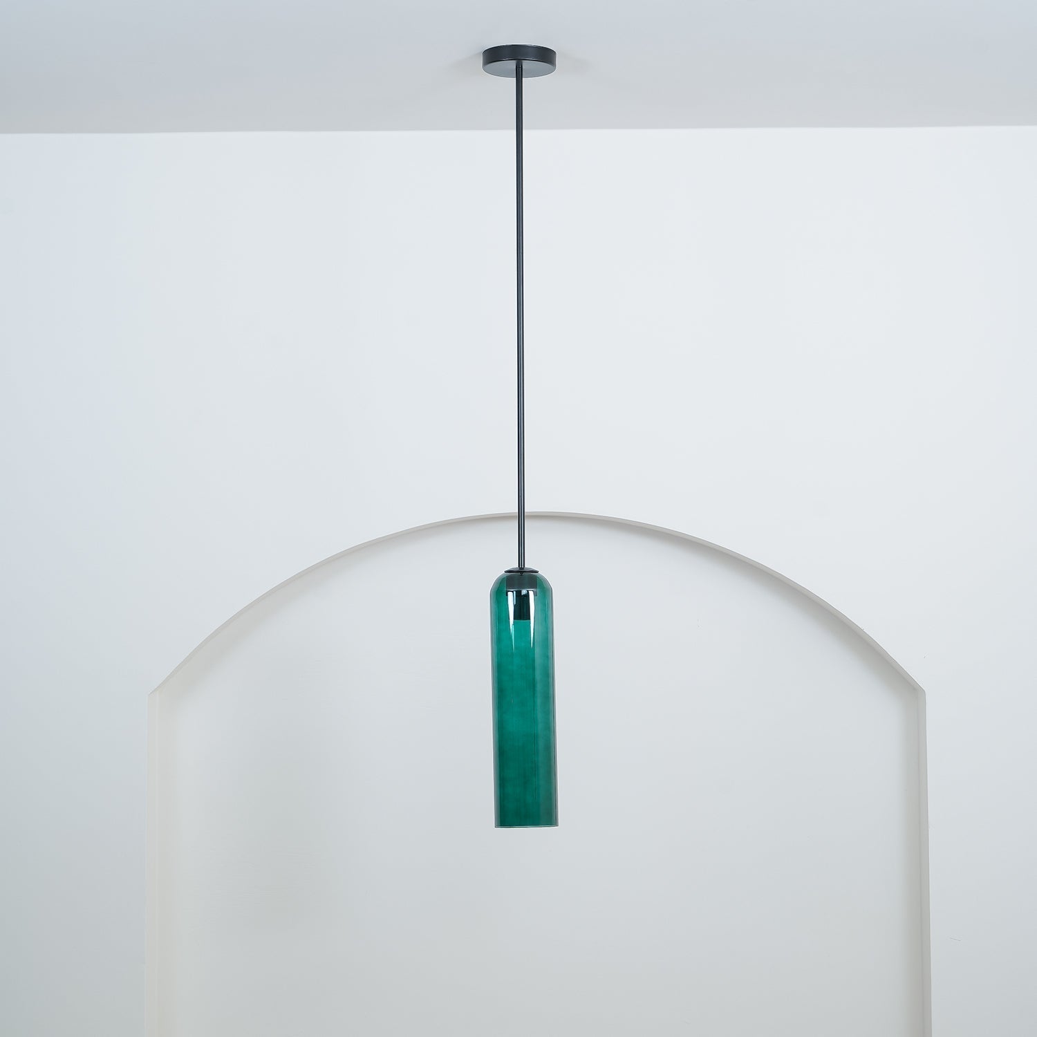 Modern Cylindrical Long Tube Glass Pendant Lamp Minimalist Hanging Ceiling Fixture