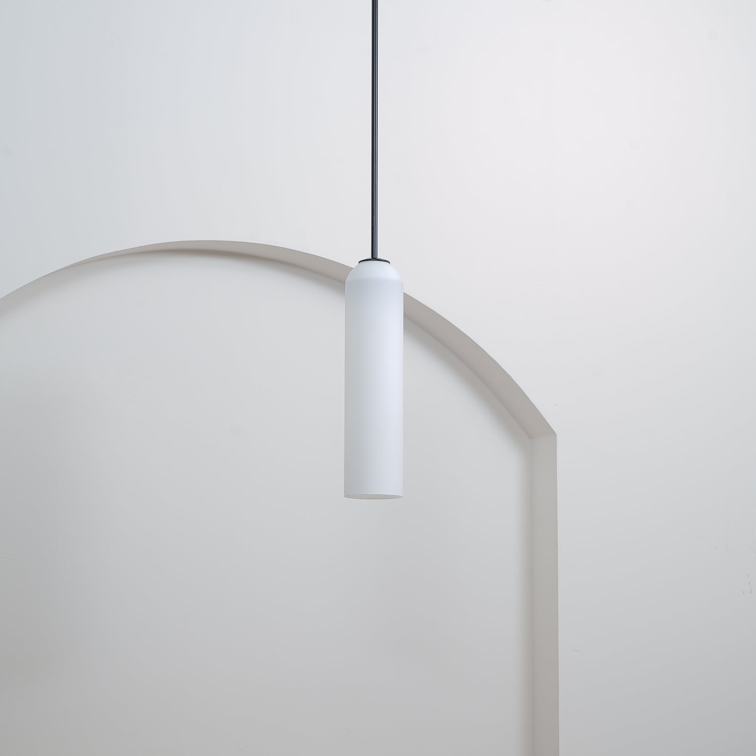 Modern Cylindrical Long Tube Glass Pendant Lamp Minimalist Hanging Ceiling Fixture