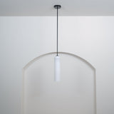 Modern Cylindrical Long Tube Glass Pendant Lamp Minimalist Hanging Ceiling Fixture