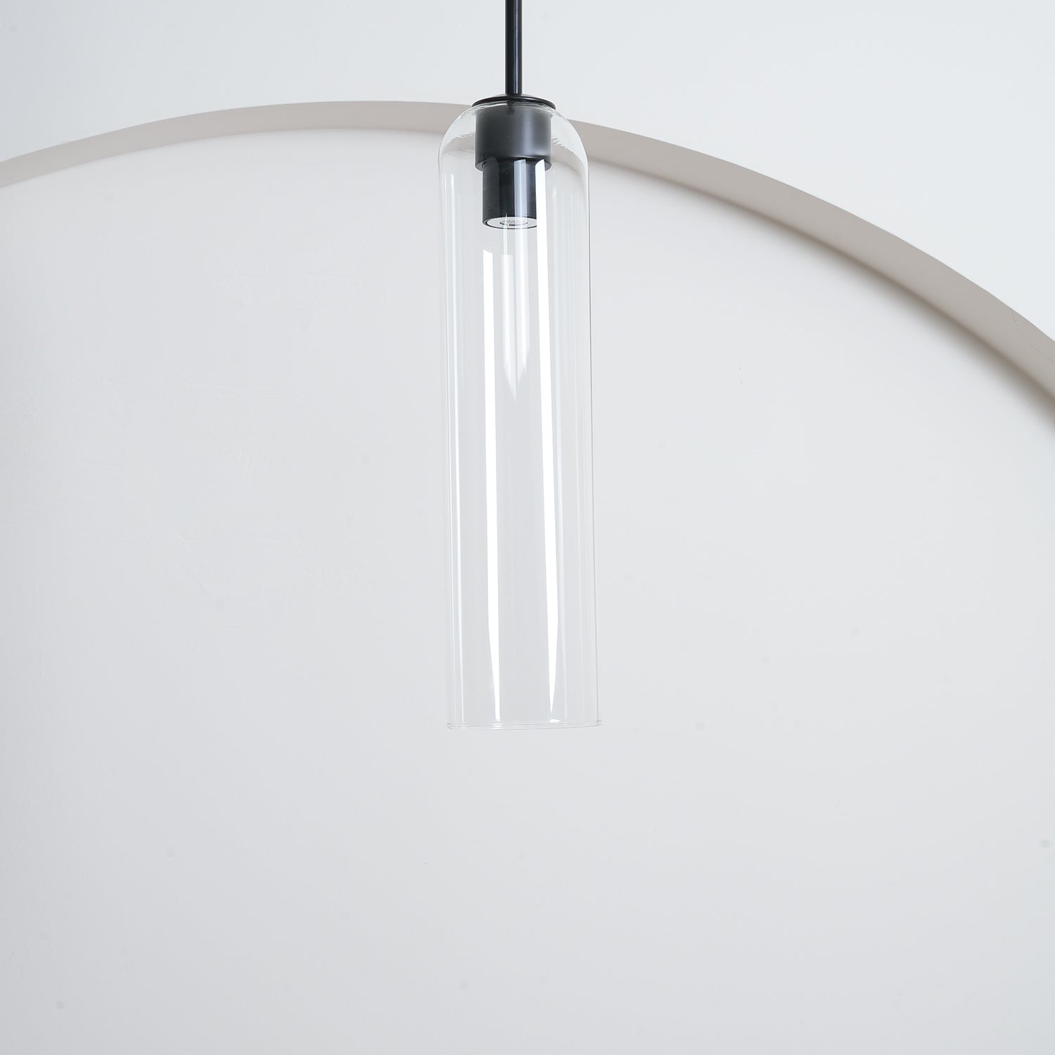 Modern Cylindrical Long Tube Glass Pendant Lamp Minimalist Hanging Ceiling Fixture
