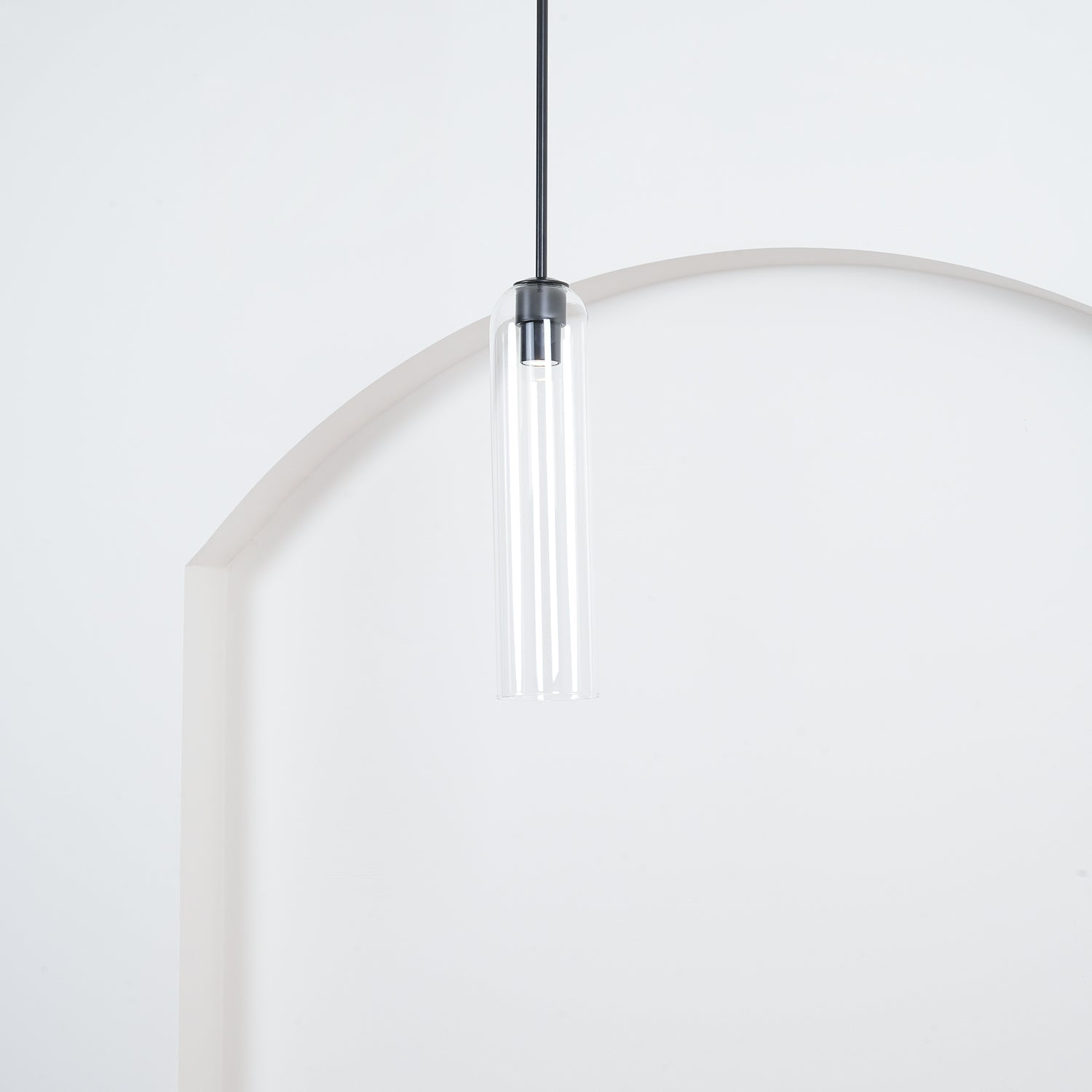 Modern Cylindrical Long Tube Glass Pendant Lamp Minimalist Hanging Ceiling Fixture