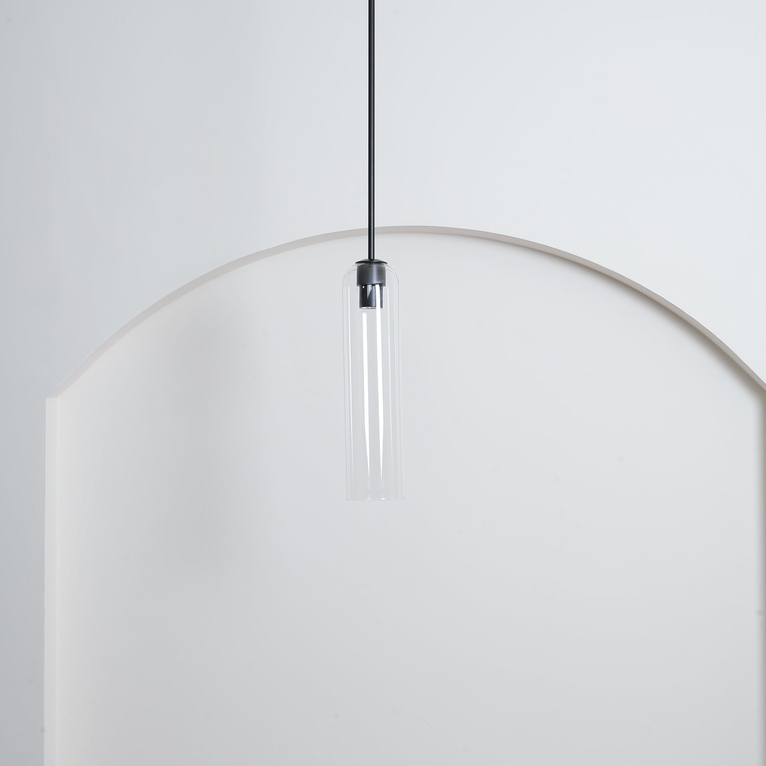 Modern Cylindrical Long Tube Glass Pendant Lamp Minimalist Hanging Ceiling Fixture