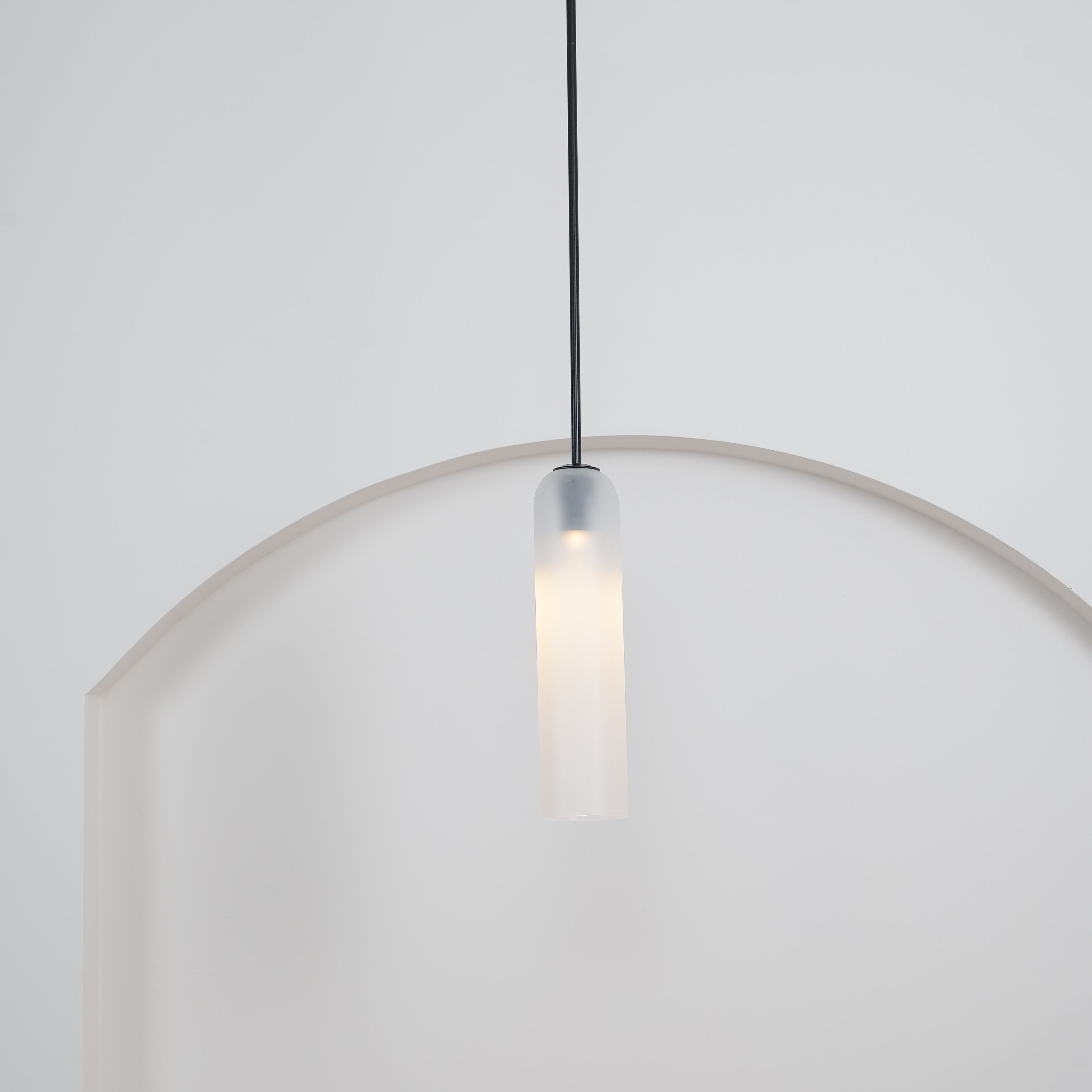 Modern Cylindrical Long Tube Glass Pendant Lamp Minimalist Hanging Ceiling Fixture