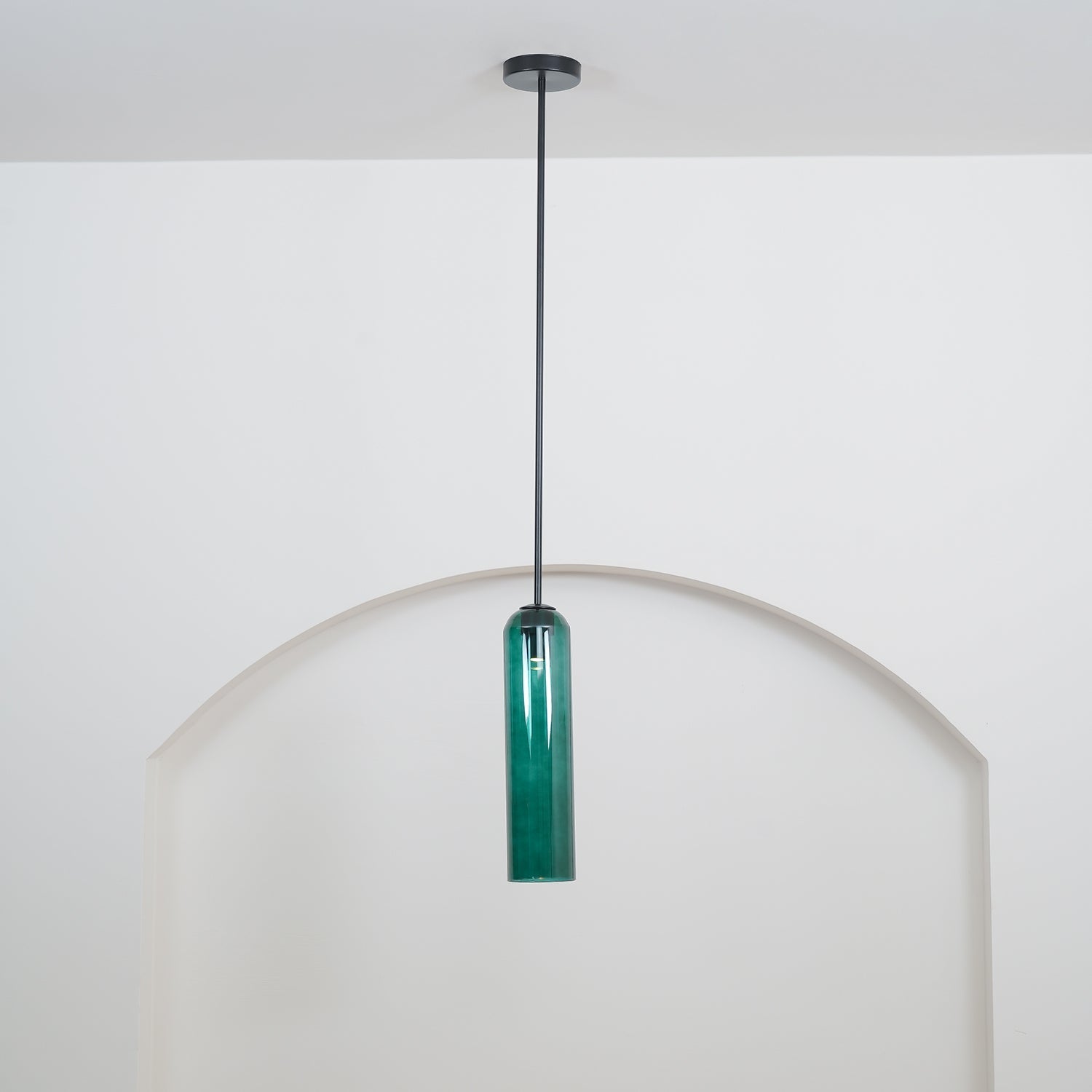 Modern Cylindrical Long Tube Glass Pendant Lamp Minimalist Hanging Ceiling Fixture