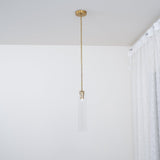 Modern Cylindrical Long Tube Glass Pendant Lamp Minimalist Hanging Ceiling Fixture