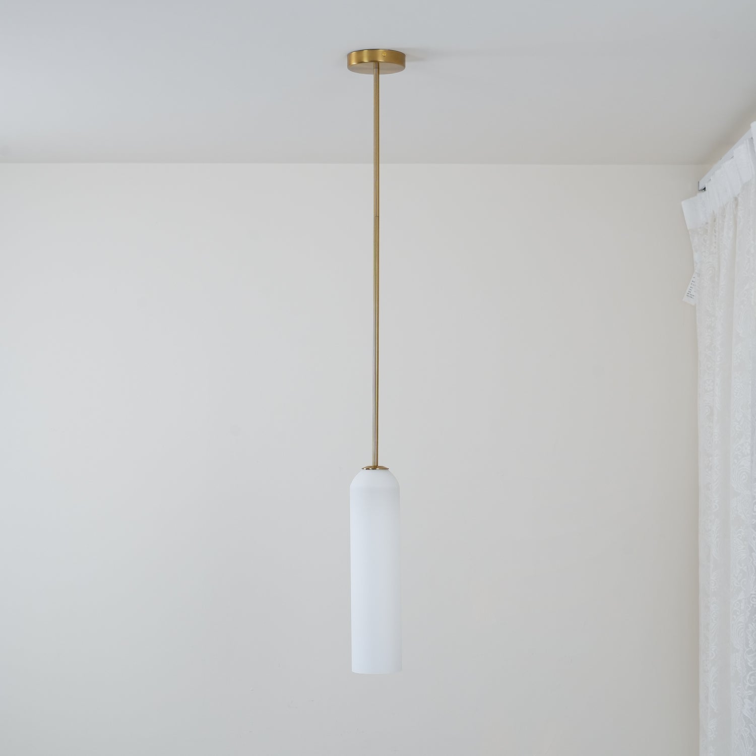 Modern Cylindrical Long Tube Glass Pendant Lamp Minimalist Hanging Ceiling Fixture