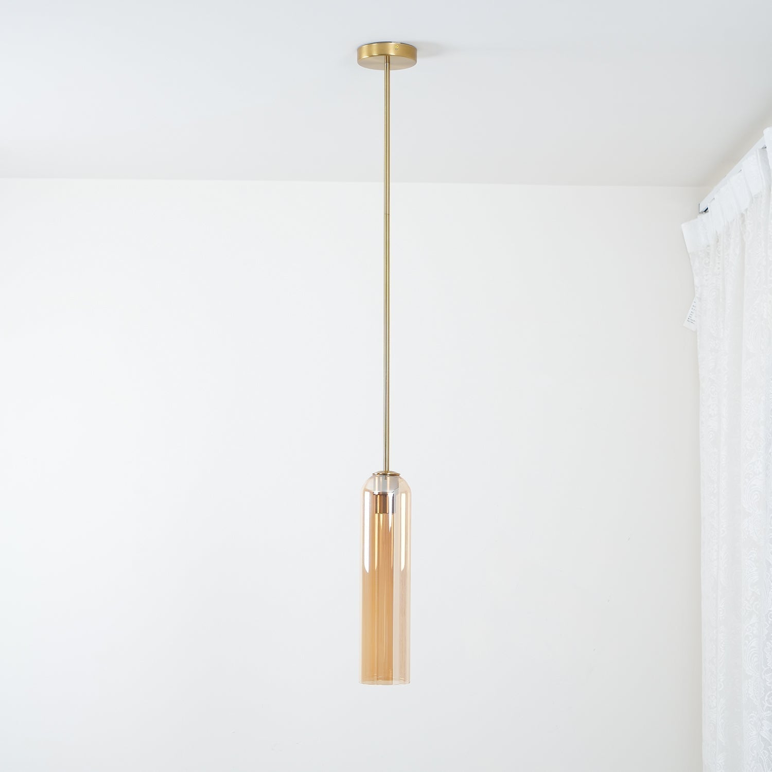 Modern Cylindrical Long Tube Glass Pendant Lamp Minimalist Hanging Ceiling Fixture