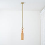Modern Cylindrical Long Tube Glass Pendant Lamp Minimalist Hanging Ceiling Fixture