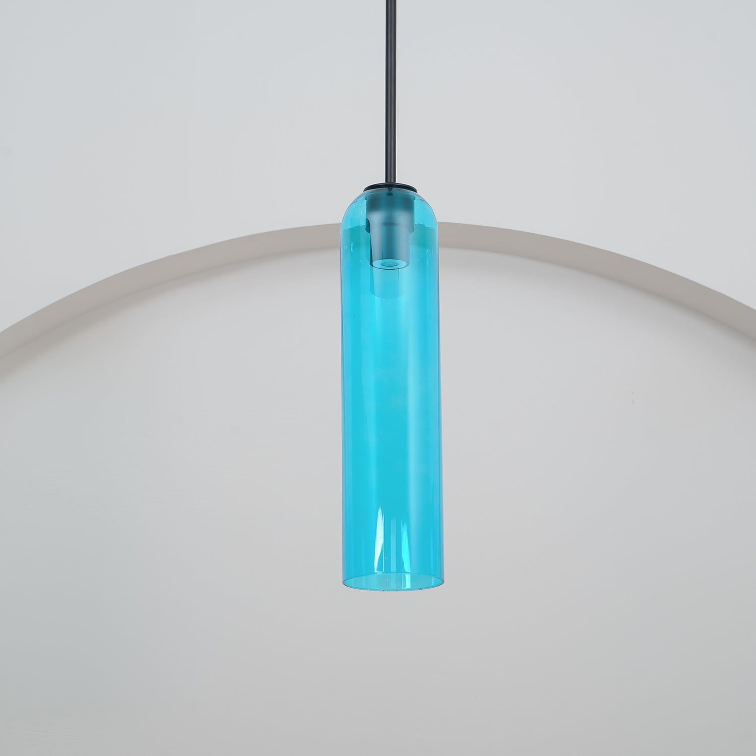 Modern Cylindrical Long Tube Glass Pendant Lamp Minimalist Hanging Ceiling Fixture