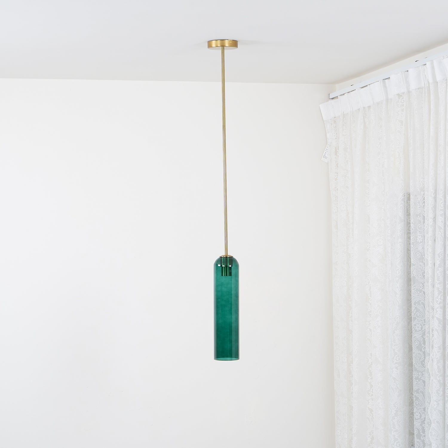 Modern Cylindrical Long Tube Glass Pendant Lamp Minimalist Hanging Ceiling Fixture
