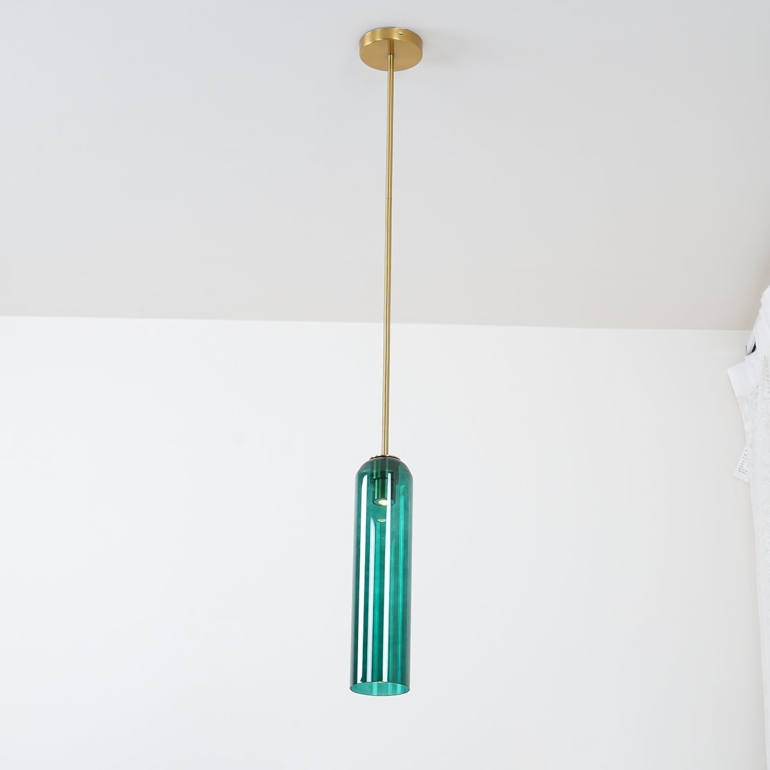 Modern Cylindrical Long Tube Glass Pendant Lamp Minimalist Hanging Ceiling Fixture