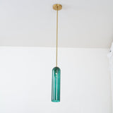 Modern Cylindrical Long Tube Glass Pendant Lamp Minimalist Hanging Ceiling Fixture